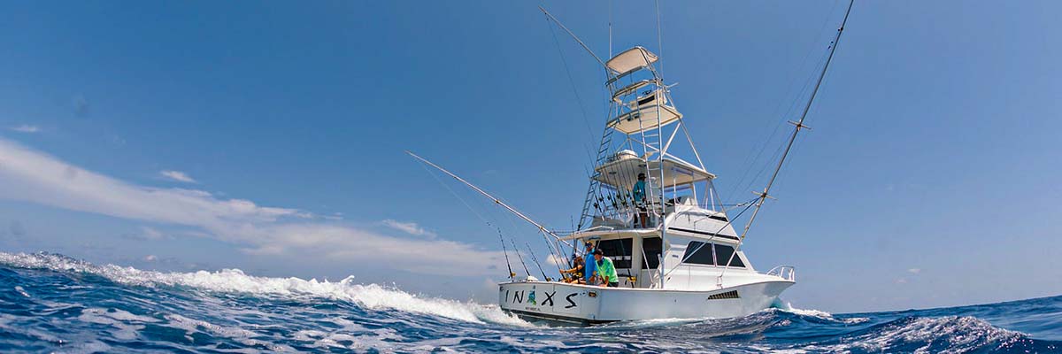 Deep sea fishing charter boat trolling in Key West